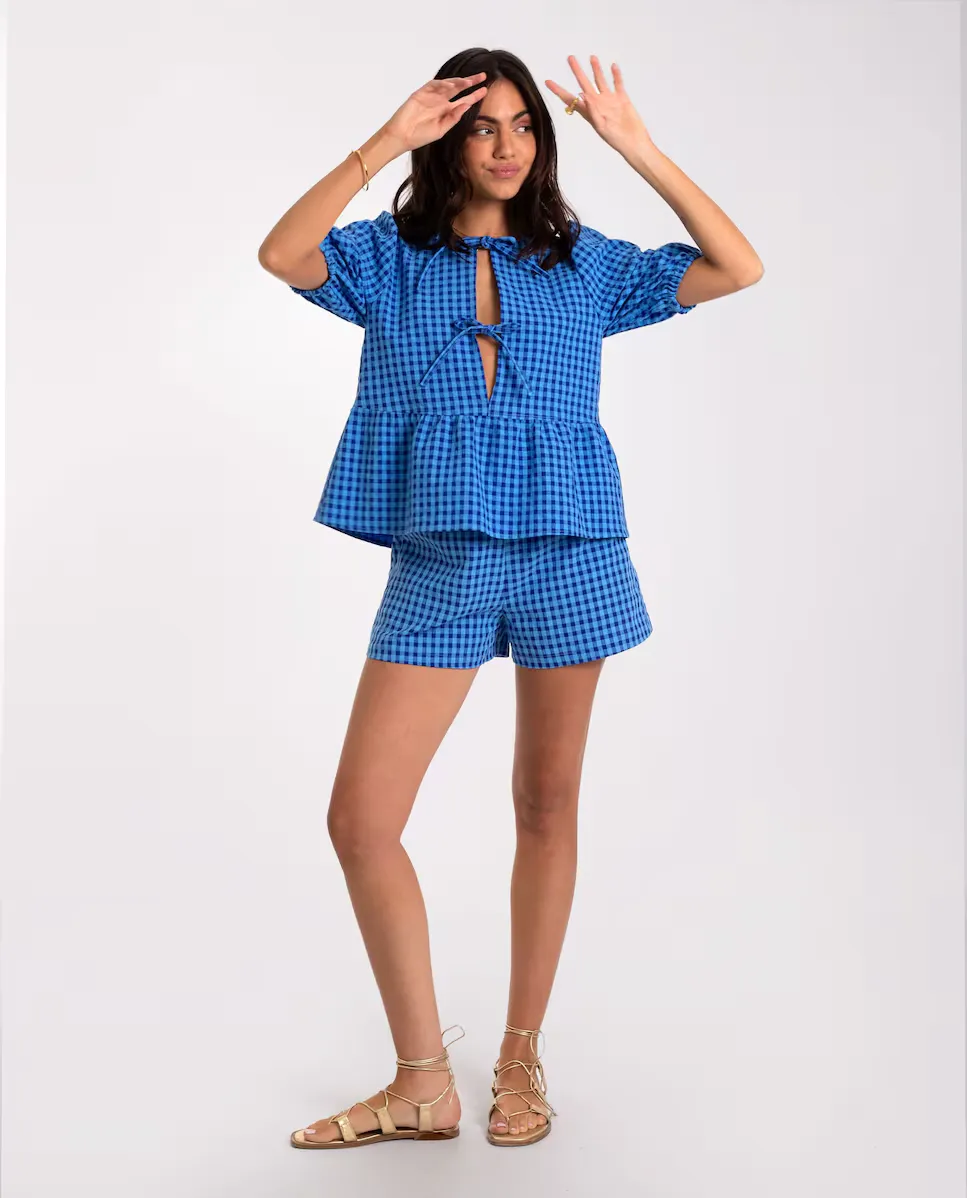 Женские шорты с струящимся клетчатым принтом The-Are, синий
Женские шорты с струящимся клетчатым принтом The-Are, синий