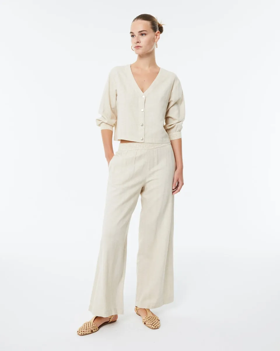 Женские брюки широкого кроя с металлизированной нитью и эластичным поясом Paz Torras, бежевый
Женские брюки широкого кроя с металлизированной нитью и эластичным поясом Paz Torras, бежевый