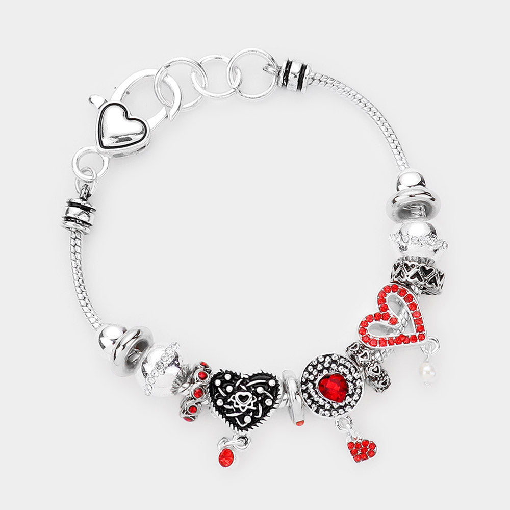 Браслет из нескольких бусин в форме сердца, украшенный стразами Fashnzfab, Antique Silver, Red
Браслет из нескольких бусин в форме сердца, украшенный стразами Fashnzfab, Antique Silver, Red