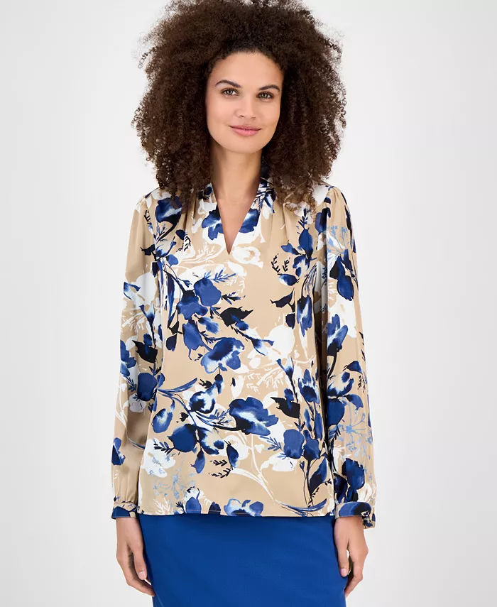 Топ с V-образным вырезом и длинными рукавами, с цветочным принтом, стандартный и миниатюрный Kasper, коричневый/бежевый
Топ с V-образным вырезом и длинными рукавами, с цветочным принтом, стандартный и миниатюрный Kasper, коричневый/бежевый