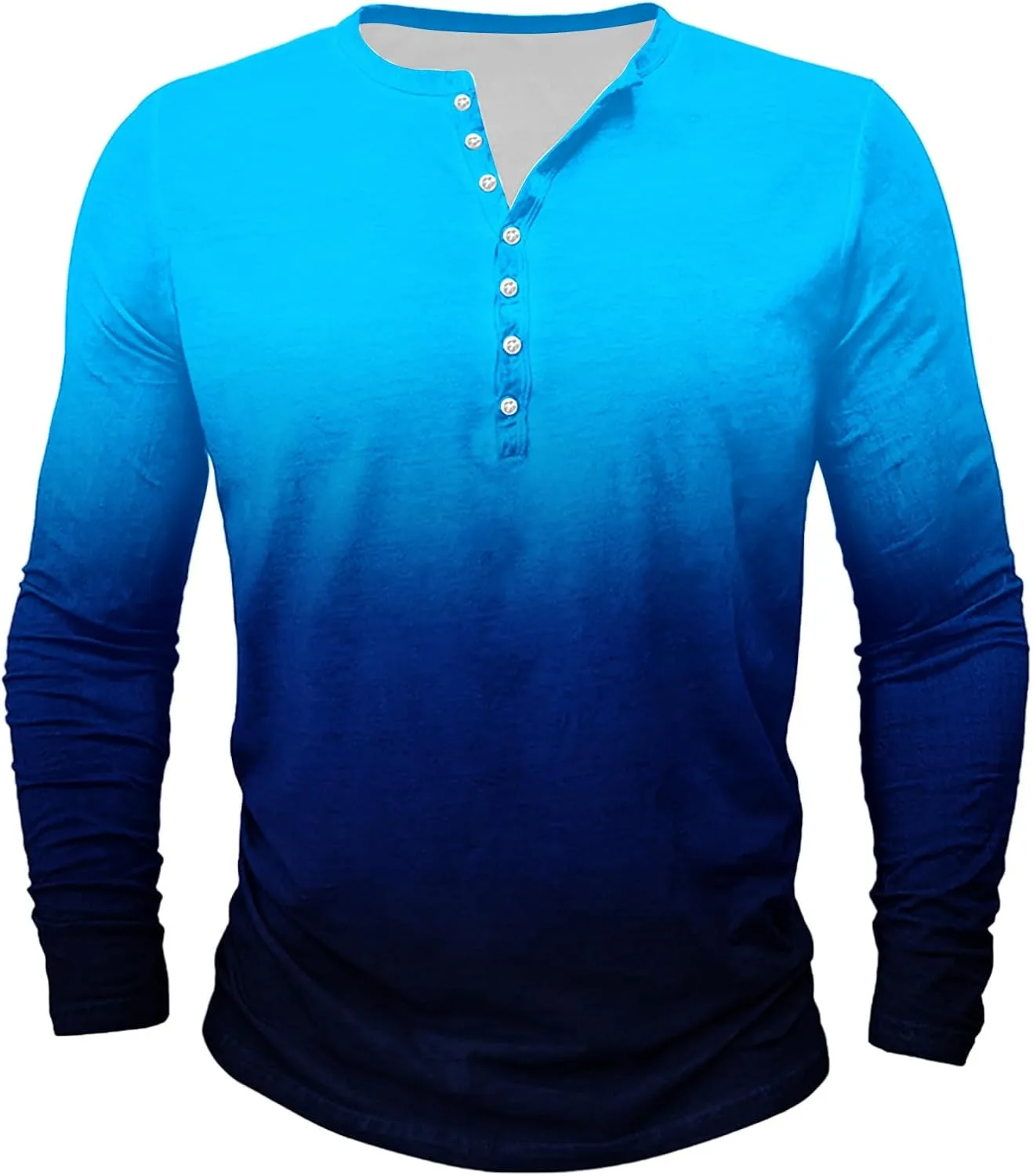 Мужская футболка хенли с длинным рукавом, slim fit, градиент QUNPIU
Мужская футболка хенли с длинным рукавом, slim fit, градиент QUNPIU