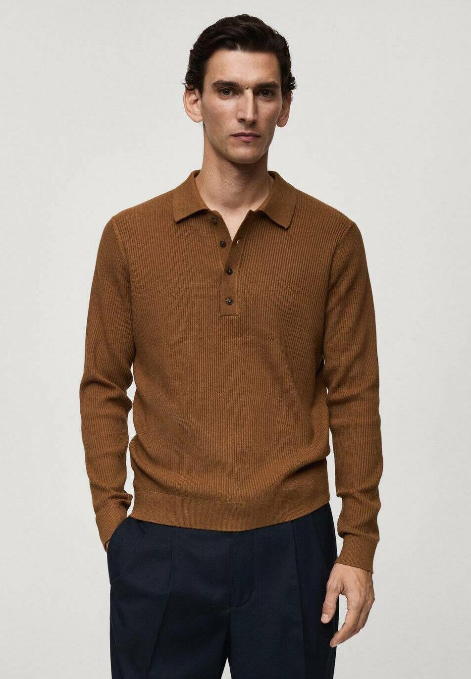 Топ с длинными рукавами Mango, коричневый 
Топ с длинными рукавами Mango, коричневый