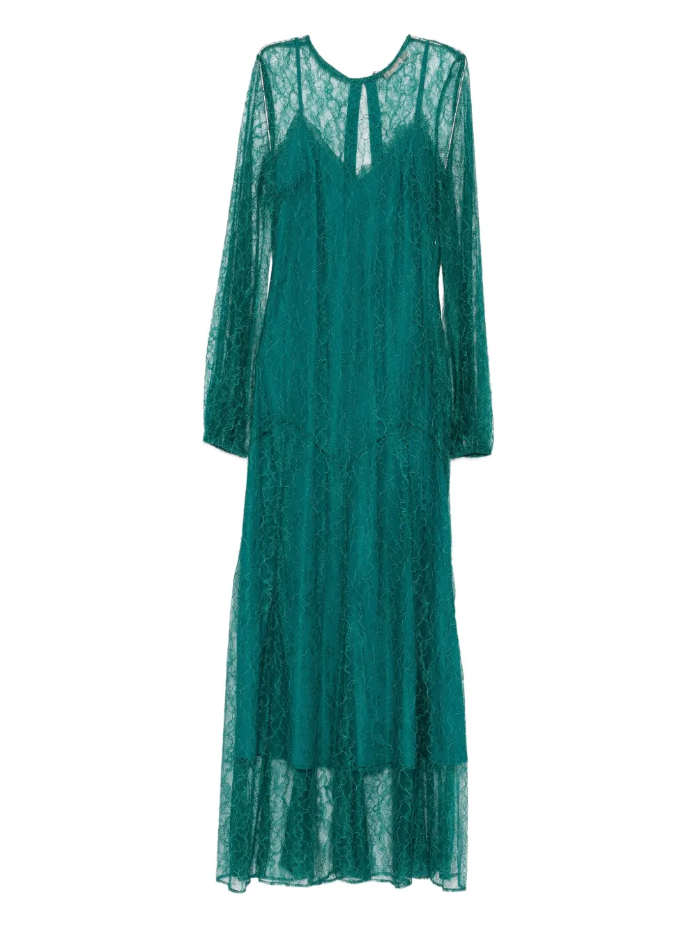 Платье с кружевной накидкой и вырезом-каплей Twinset, зеленый
Платье с кружевной накидкой и вырезом-каплей Twinset, зеленый
