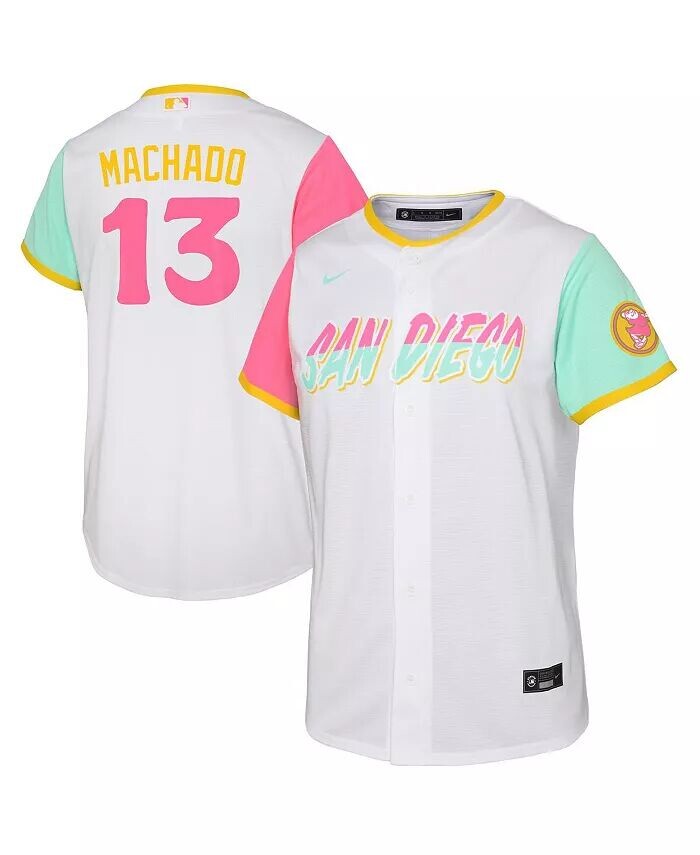 Реплика игрока Мэнни Мачадо для мальчиков и девочек из Сан-Диего Падрес Сити Коннект Nike
Реплика игрока Мэнни Мачадо для мальчиков и девочек из Сан-Диего Падрес Сити Коннект Nike