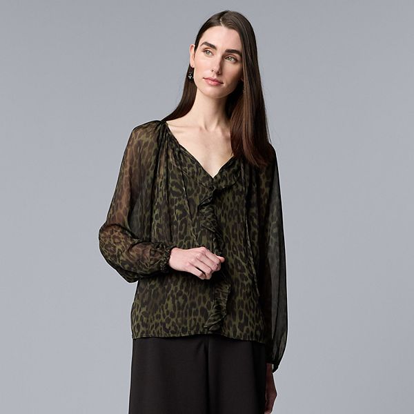 Женская блузка с длинными рукавами и рюшами Simply Vera Vera Wang, Green Leopard
Женская блузка с длинными рукавами и рюшами Simply Vera Vera Wang, Green Leopard