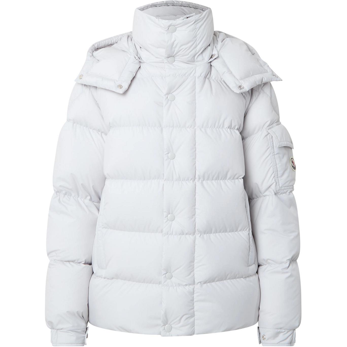 Maya 70 Короткая пуховая куртка Moncler, Матовый серый белый 
Maya 70 Короткая пуховая куртка Moncler, Матовый серый белый