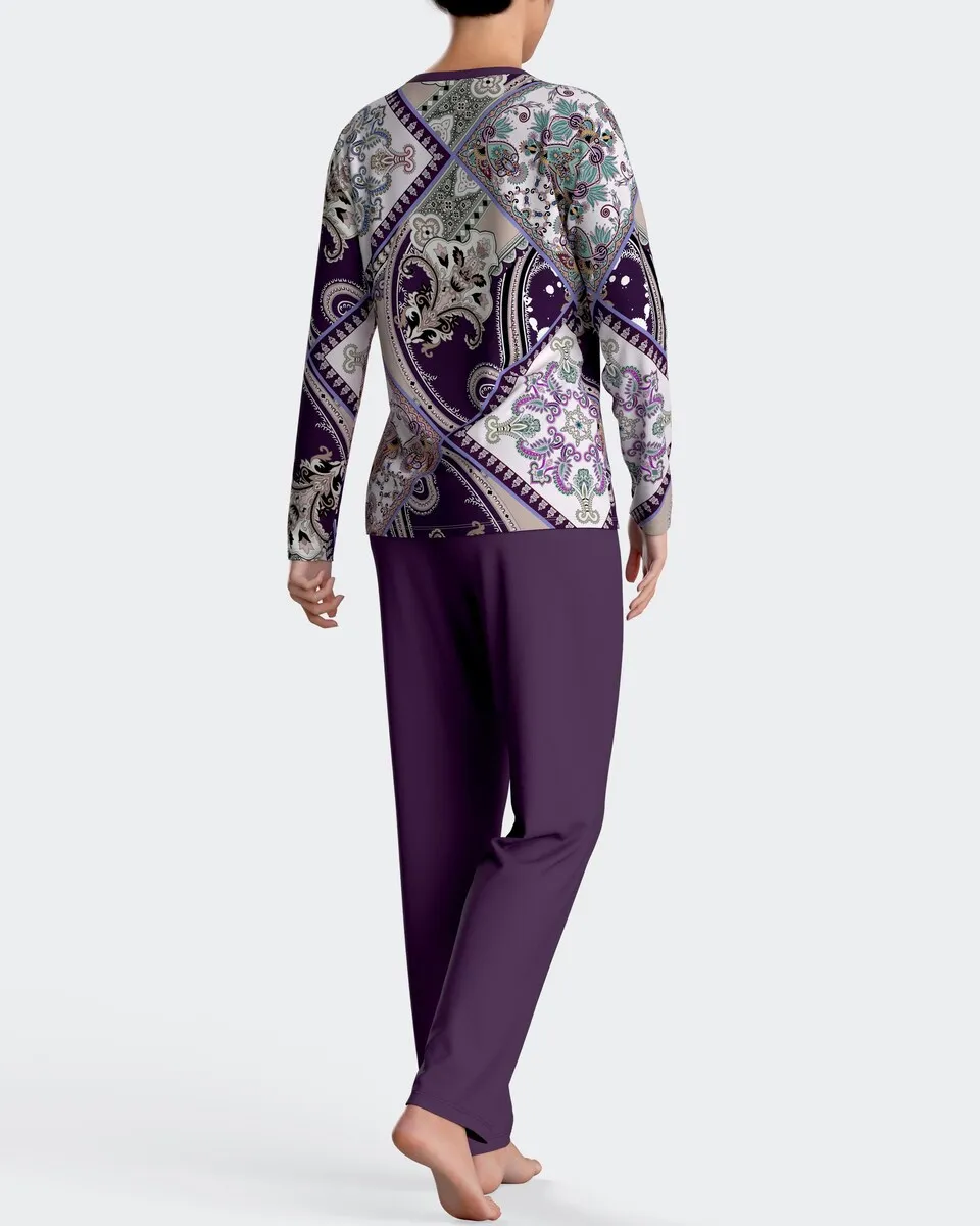 Длинная женская пижама с восточным принтом Impetus, фиолетовый
Длинная женская пижама с восточным принтом Impetus, фиолетовый