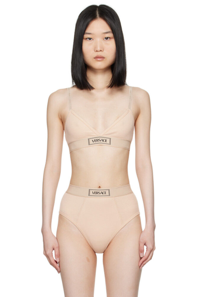 Бежевый бюстгальтер с винтажным логотипом 90-х годов Versace Underwear
Бежевый бюстгальтер с винтажным логотипом 90-х годов Versace Underwear