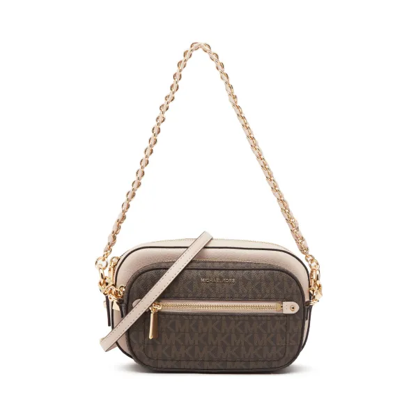 Кожаная сумка через плечо 2в1 с логотипом Jet Set Michael Kors, коричневый 
Кожаная сумка через плечо 2в1 с логотипом Jet Set Michael Kors, коричневый