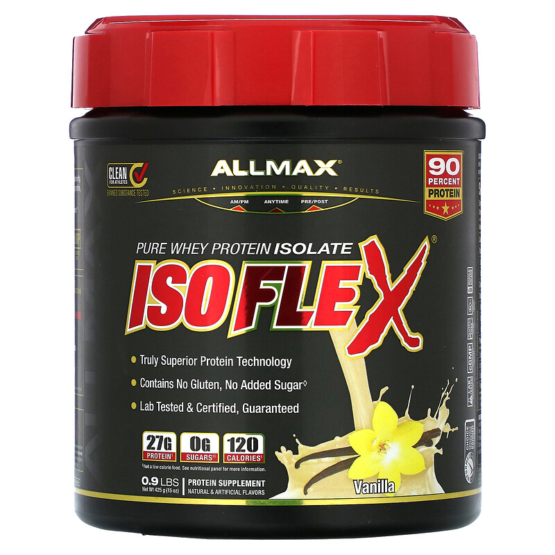 ALLMAX, Isoflex, на 100% чистый изолят сывороточного протеина, со вкусом ванили, 425 г (0,9 фунта)
ALLMAX, Isoflex, на 100% чистый изолят сывороточного протеина, со вкусом ванили, 425 г (0,9 фунта)