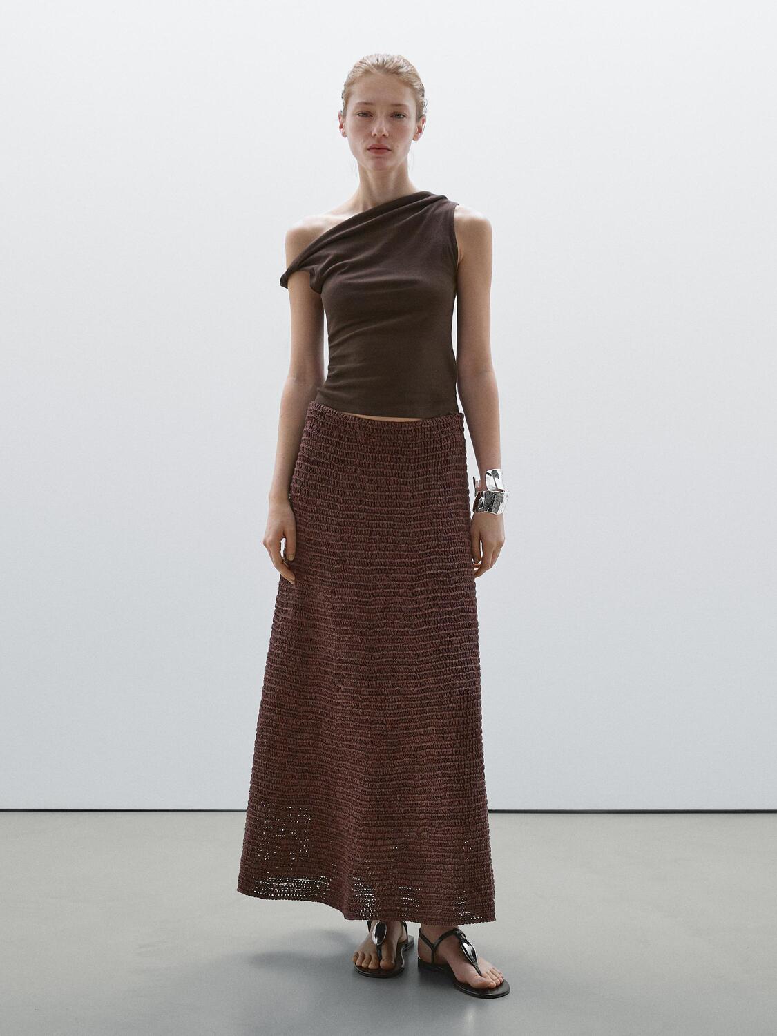 Хлопковый топ с драпировкой и узлом Massimo Dutti, коричневый
Хлопковый топ с драпировкой и узлом Massimo Dutti, коричневый