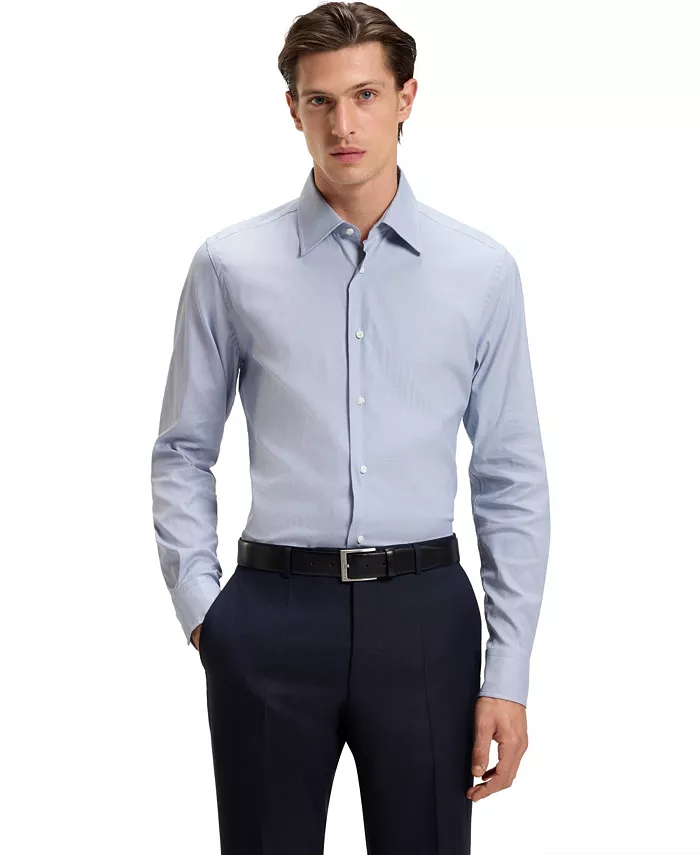 Мужская облегающая рубашка из хлопковой смеси Hugo Boss, синий
Мужская облегающая рубашка из хлопковой смеси Hugo Boss, синий