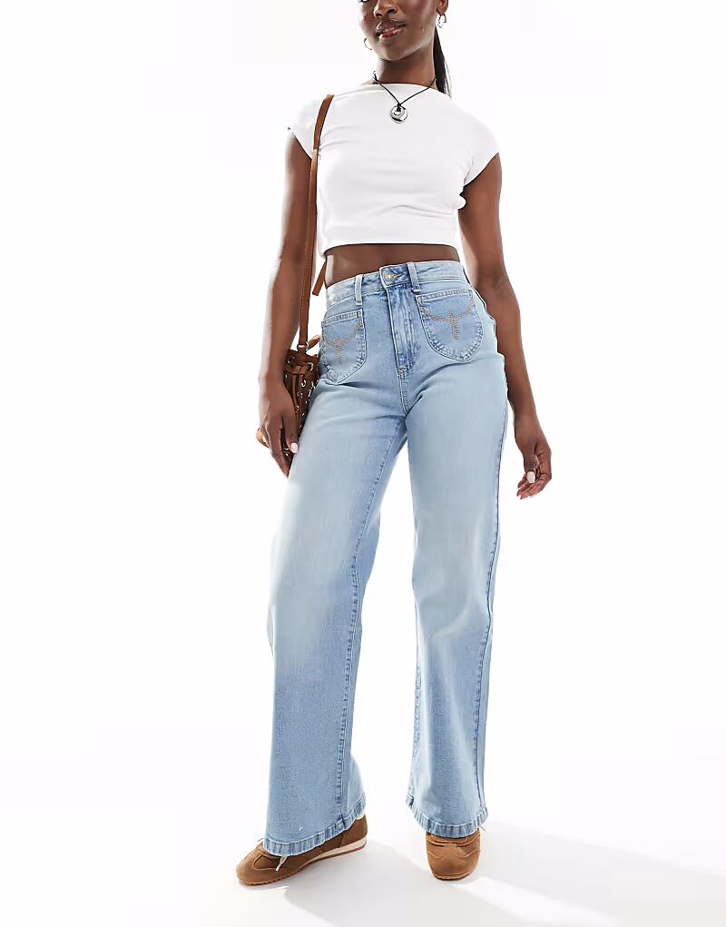 Джинсы стретч с широкими штанинами, выцветшего синего цвета Cotton On
Джинсы стретч с широкими штанинами, выцветшего синего цвета Cotton On