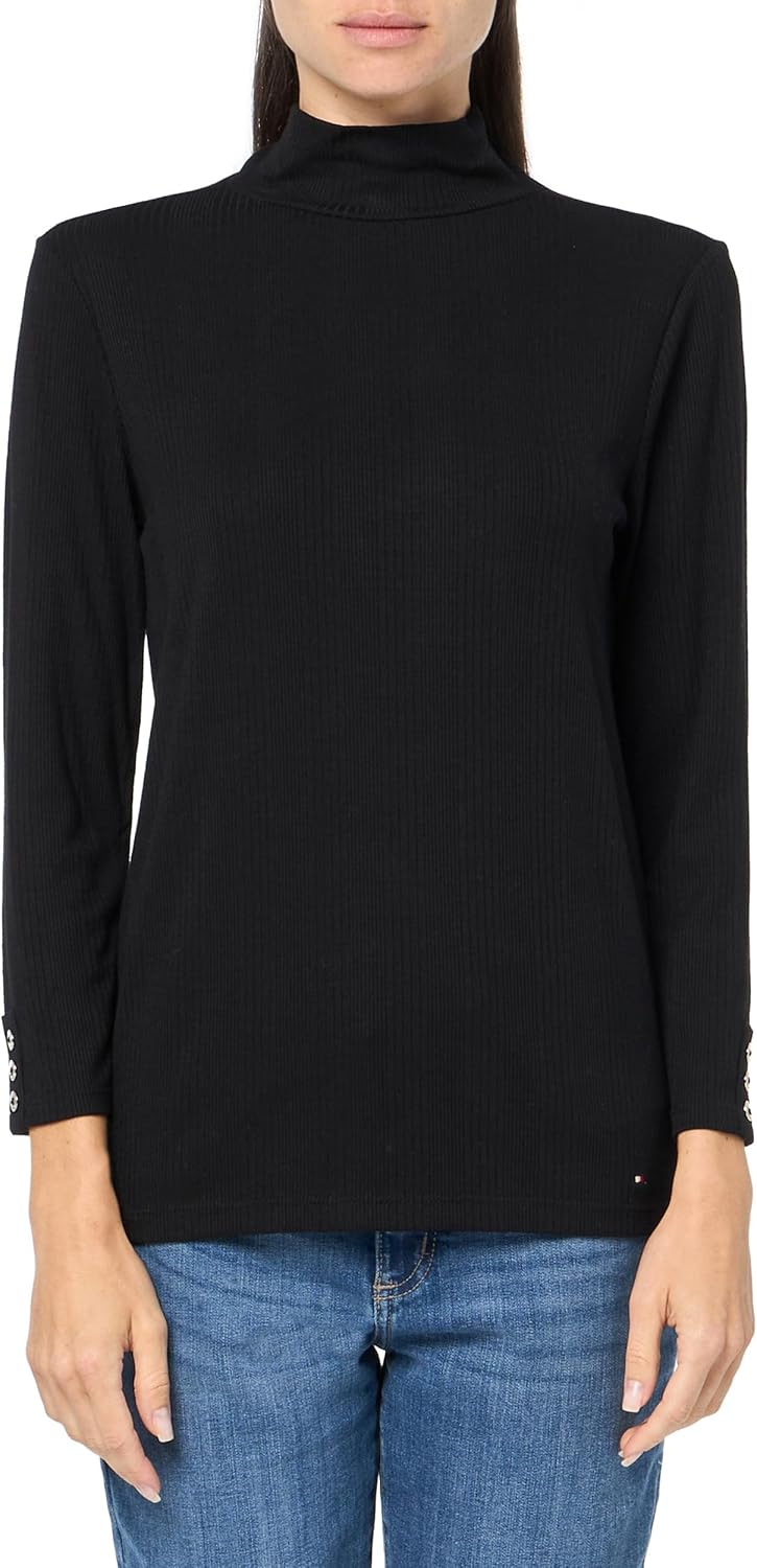 Женский спортивный топ Tommy Hilfiger с длинными рукавами и воротником-стойкой в рубчик, Black
Женский спортивный топ Tommy Hilfiger с длинными рукавами и воротником-стойкой в рубчик, Black