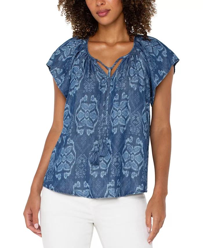 Женский топ с разрезом на горловине из ткани шамбре икат, P/XS-3X Liverpool Los Angeles, синий
Женский топ с разрезом на горловине из ткани шамбре икат, P/XS-3X Liverpool Los Angeles, синий