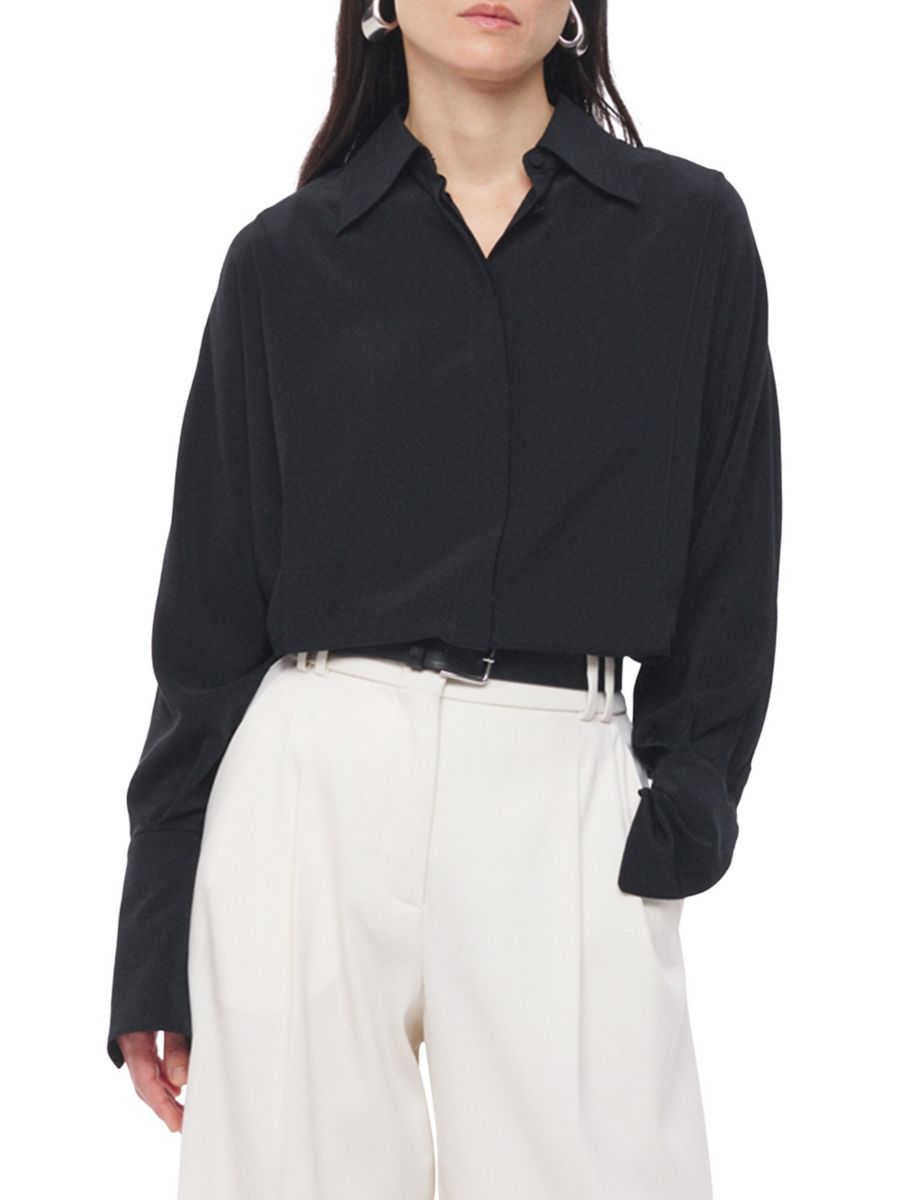 Рубашка-трансформер из шелка Another Tomorrow, черный
Рубашка-трансформер из шелка Another Tomorrow, черный