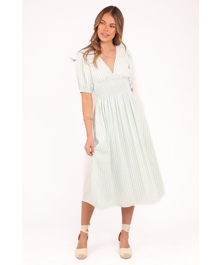 Женское миди-платье Ronnie с короткими рукавами, зелено-голубая полоска Petal and Pup, Green blue stripe
Женское миди-платье Ronnie с короткими рукавами, зелено-голубая полоска Petal and Pup, Green blue stripe