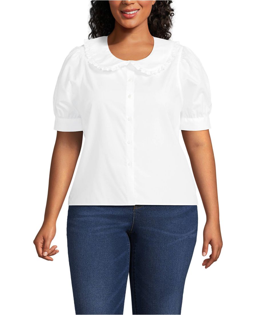 Рубашка большого размера из хлопка с пышными рукавами и эффектным воротником Lands' End, White
Рубашка большого размера из хлопка с пышными рукавами и эффектным воротником Lands' End, White