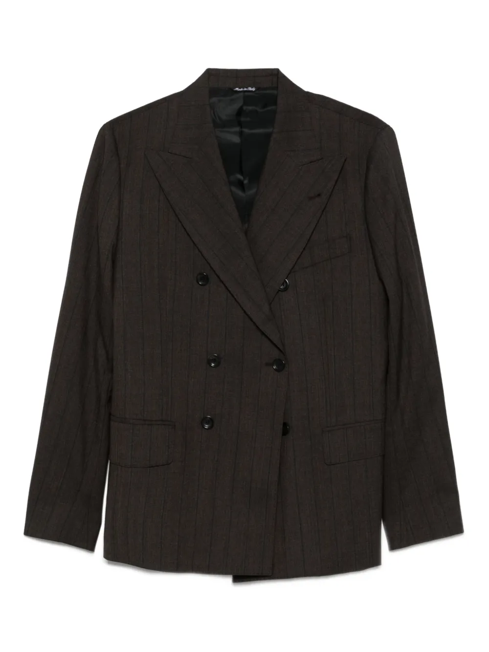 Костюм в тонкую полоску с двубортным пиджаком Reveres 1949, коричневый
Костюм в тонкую полоску с двубортным пиджаком Reveres 1949, коричневый