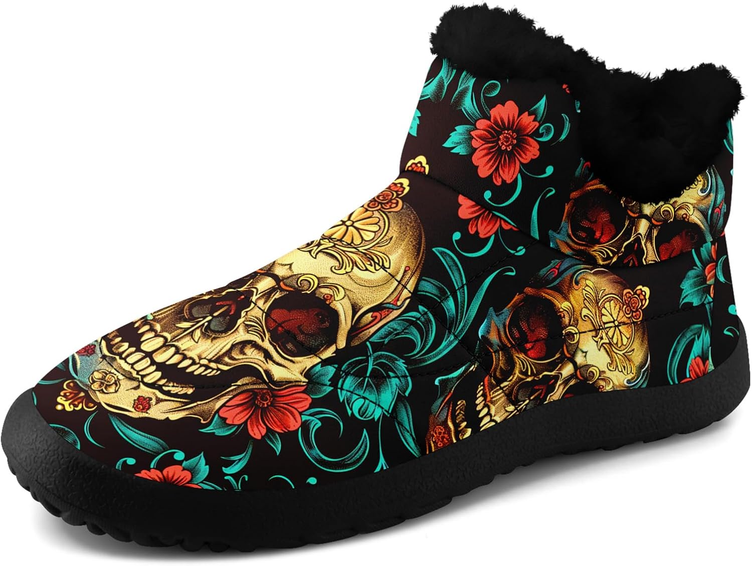 Готические зимние ботинки для женщин и мужчин с черепами и цветочным узором, стильные и комфортные, теплые ботильоны, с мягкой искусственной меховой подкладкой, снегоступы Awsole, черный/красный/синий/золотой
Готические зимние ботинки для женщин и мужчин с черепами и цветочным узором, стильные и комфортные, теплые ботильоны, с мягкой искусственной меховой подкладкой, снегоступы Awsole, черный/красный/синий/золотой