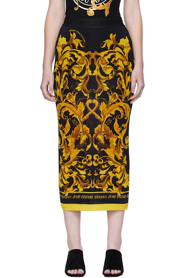 Versace Jeans Couture Черно-Желтая фарфоровая юбка-миди в стиле барокко
Versace Jeans Couture Черно-Желтая фарфоровая юбка-миди в стиле барокко