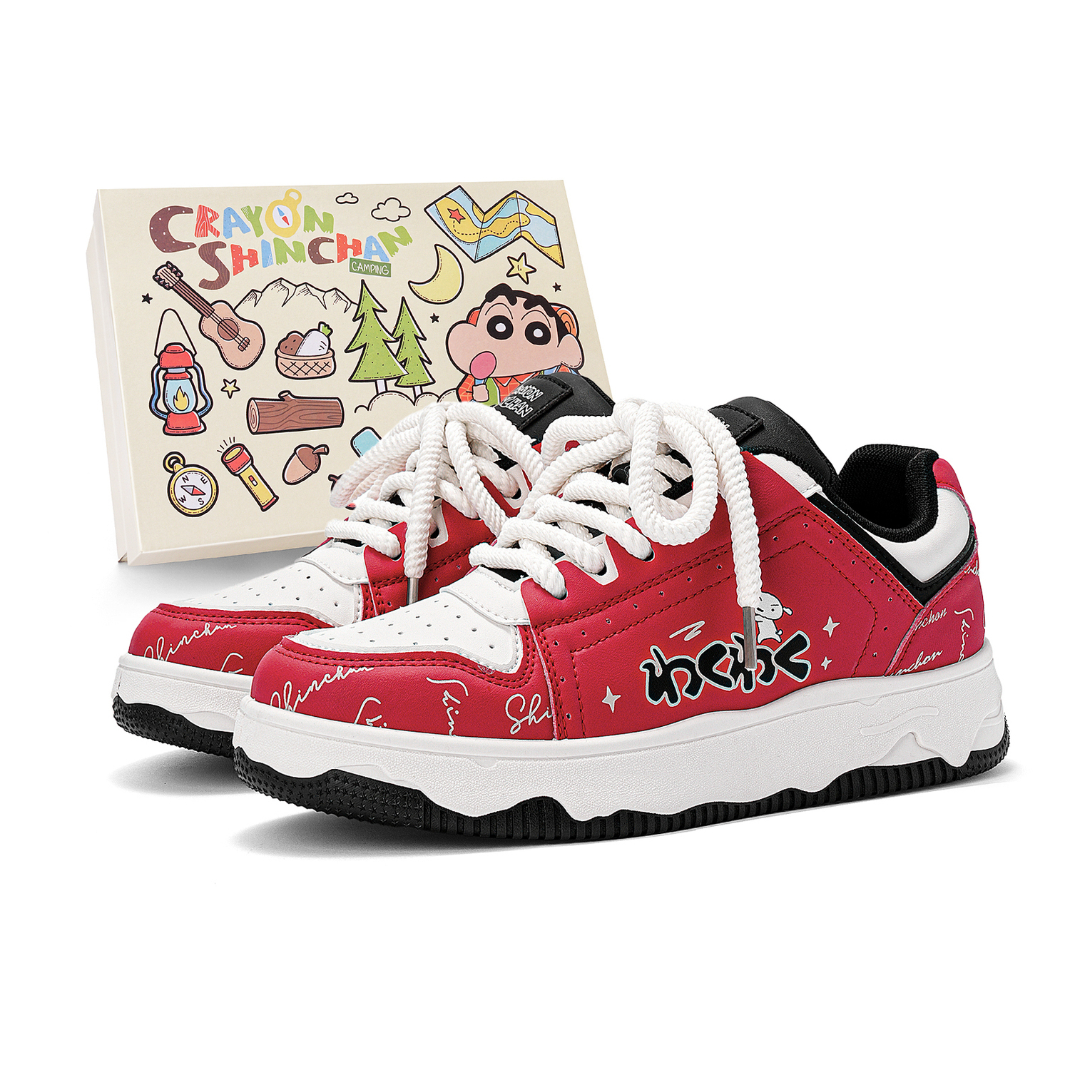 Crayon Shinchan Низкие скейтбордские кроссовки унисекс красные подарочный набор, цвет Red-Intermediate Gift Box Set
Crayon Shinchan Низкие скейтбордские кроссовки унисекс красные подарочный набор, цвет Red-Intermediate Gift Box Set