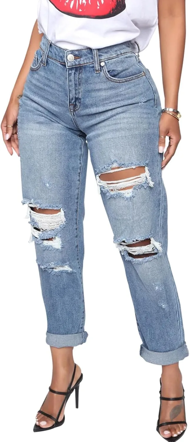 SheKiss Boyfriend Stretchy Jeans для женщин — потертые рваные джинсы с высокой посадкой
SheKiss Boyfriend Stretchy Jeans для женщин — потертые рваные джинсы с высокой посадкой