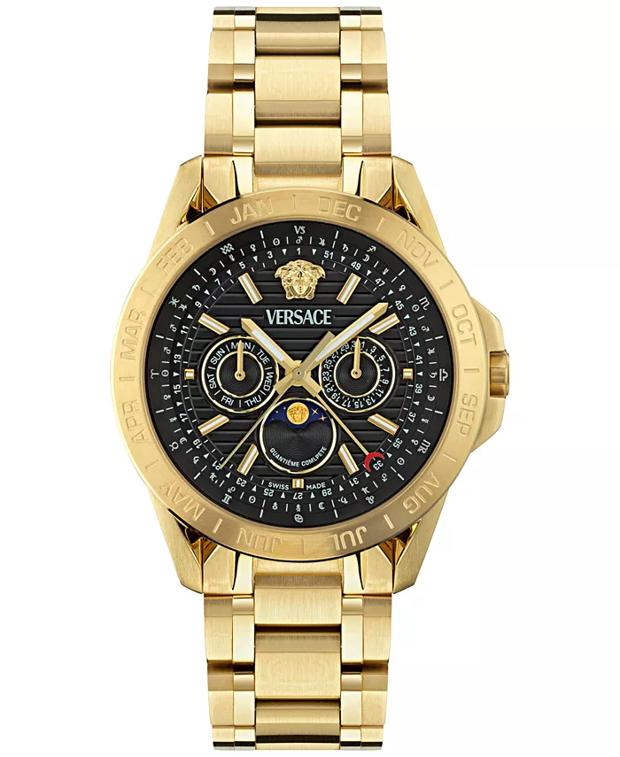 Мужские часы Swiss V-Galaxy Moonphase с золотым ионным покрытием на браслете, 43 мм Versace
Мужские часы Swiss V-Galaxy Moonphase с золотым ионным покрытием на браслете, 43 мм Versace
