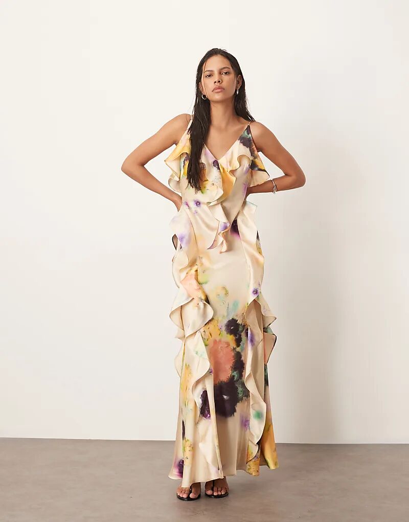 Платье-комбинация ARRANGE с оборками и косым кроем юбки с размытым цветочным принтом
Платье-комбинация ARRANGE с оборками и косым кроем юбки с размытым цветочным принтом