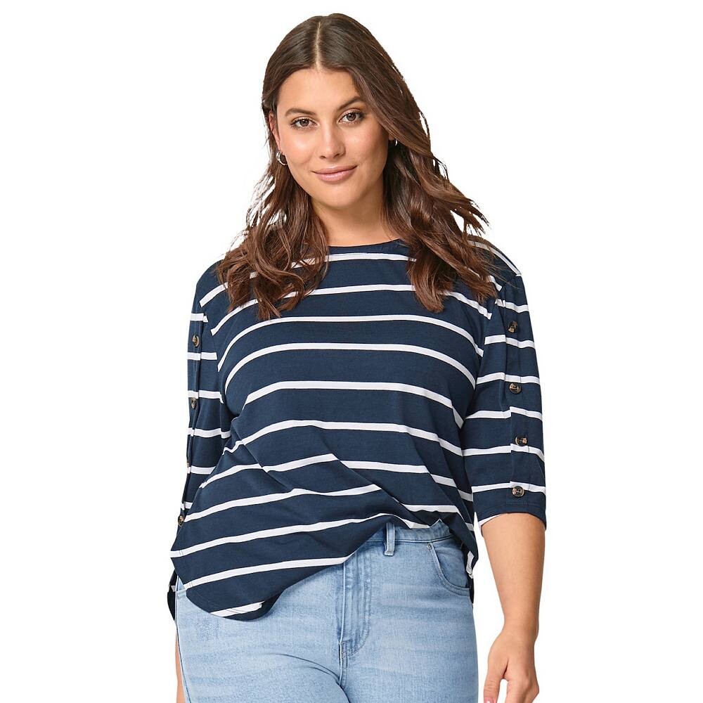 Женская полосатая футболка Ellos с рукавами на пуговицах больших размеров, цвет Navy White Stripe
Женская полосатая футболка Ellos с рукавами на пуговицах больших размеров, цвет Navy White Stripe