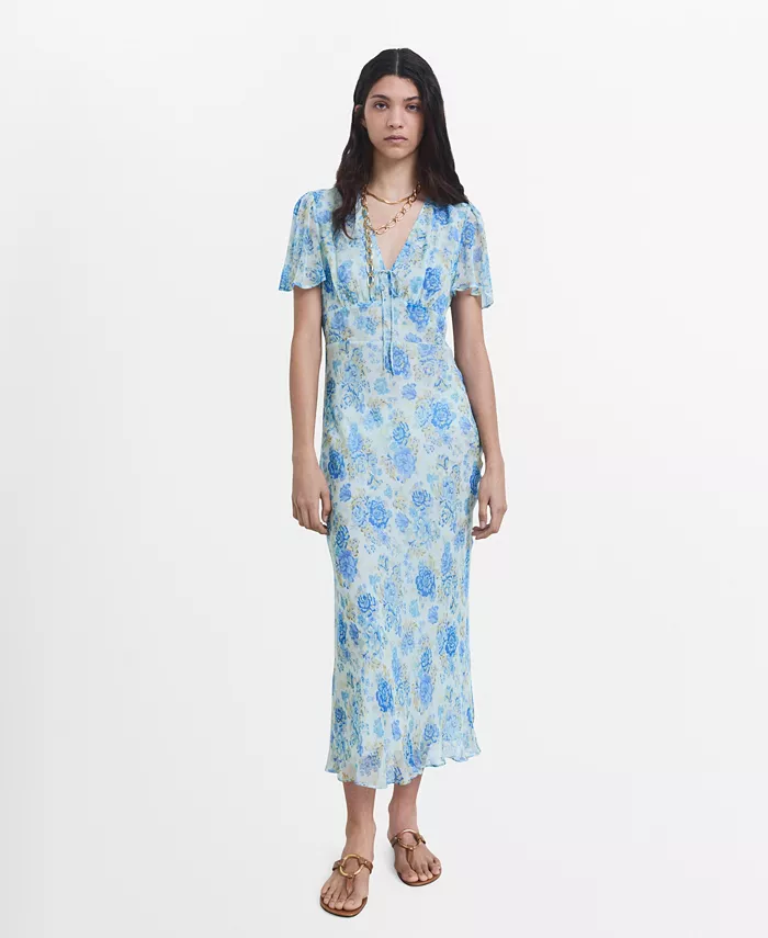 Женское платье с короткими рукавами и цветочным принтом MANGO, синий
Женское платье с короткими рукавами и цветочным принтом MANGO, синий