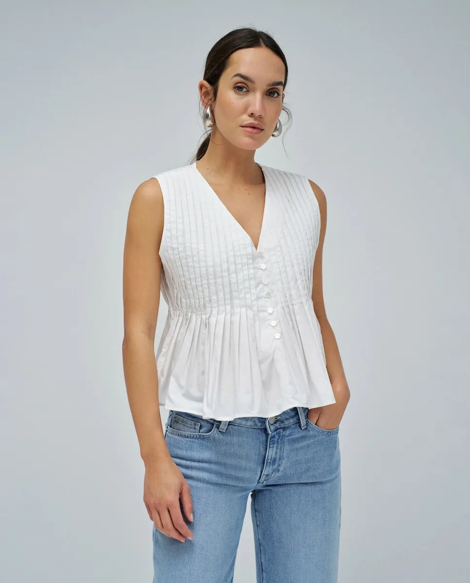 Женская плиссированная блузка без рукавов Salsa Jeans, белый
Женская плиссированная блузка без рукавов Salsa Jeans, белый