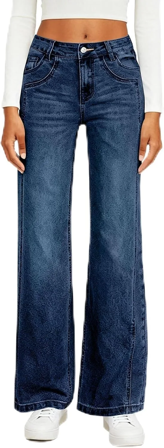 Брюки-джинсы Baggy Wide Leg для женщин Casual Stretchy Mid Rise Straight Leg с карманами
Брюки-джинсы Baggy Wide Leg для женщин Casual Stretchy Mid Rise Straight Leg с карманами