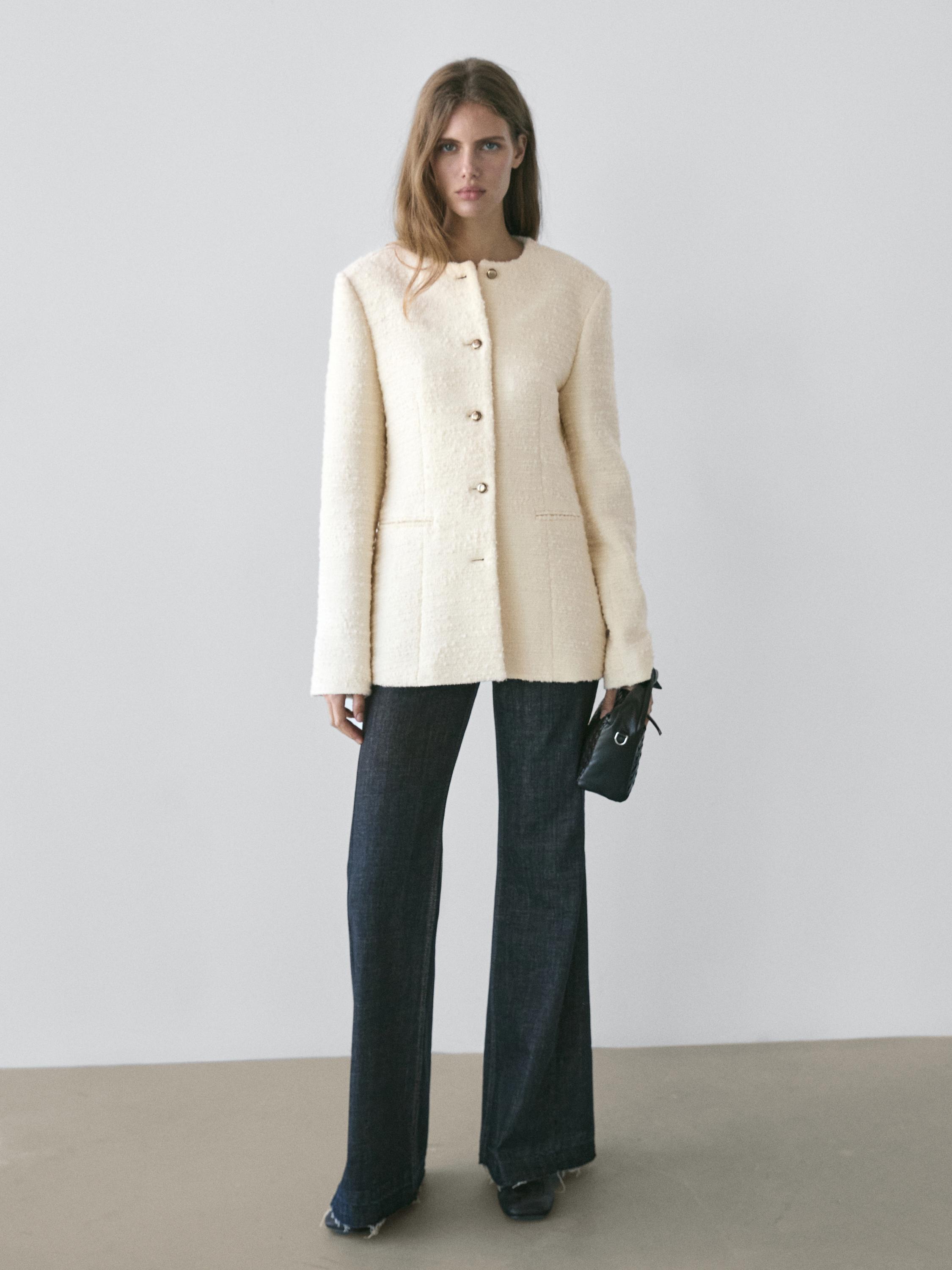 Текстурная куртка из смесовой шерсти с пуговицами со стразами Massimo Dutti, off white
Текстурная куртка из смесовой шерсти с пуговицами со стразами Massimo Dutti, off white