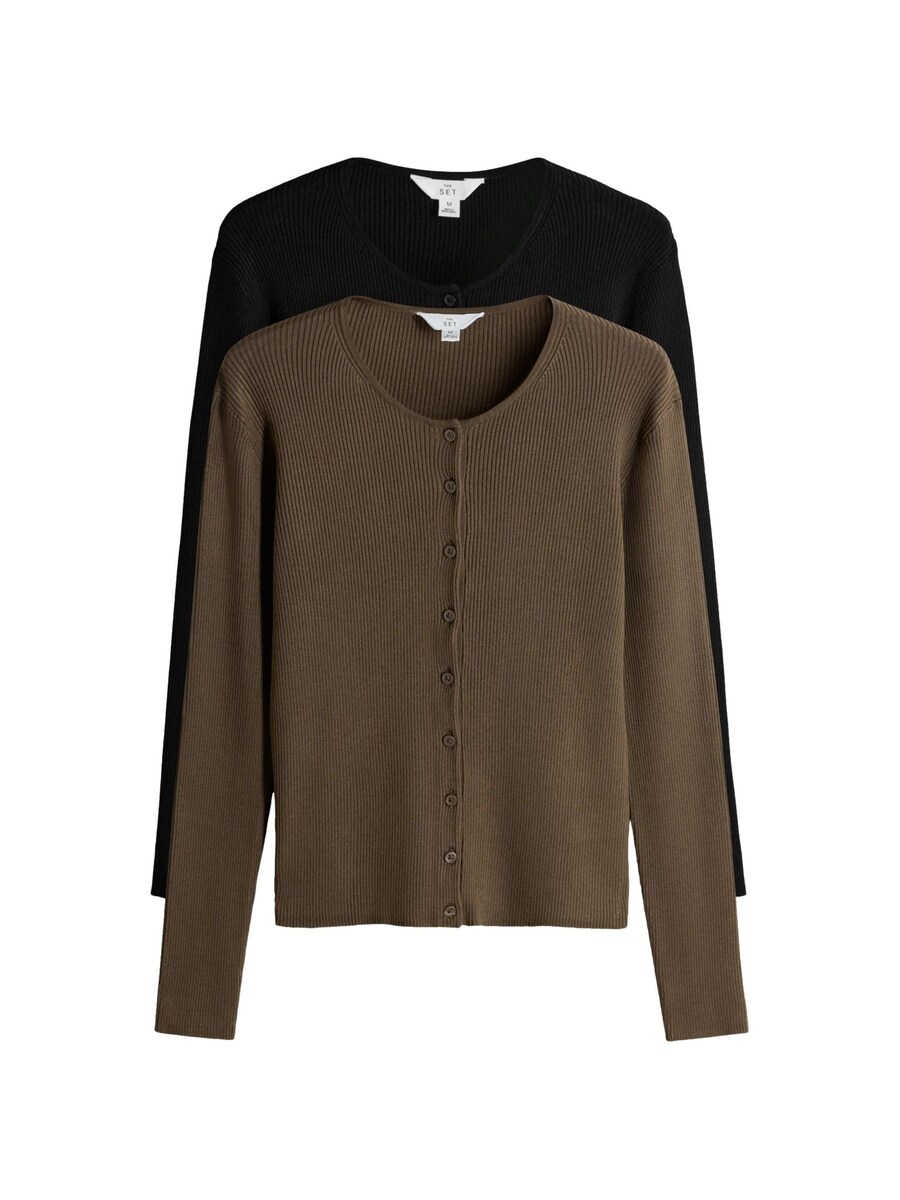 Вязаный кардиган The Set, коричневый/черный
Вязаный кардиган The Set, коричневый/черный