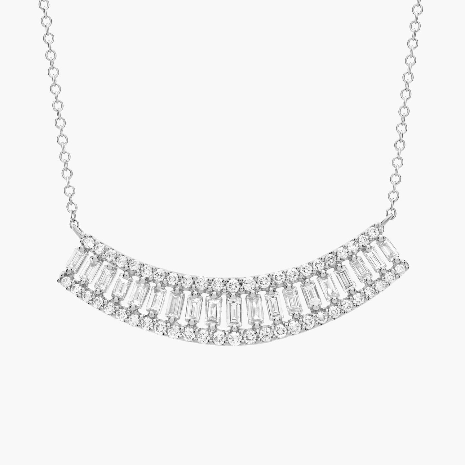 Многорядное бриллиантовое колье огранки «багет» из 14-каратного белого золота (1 карат, два). Blue Nile
Многорядное бриллиантовое колье огранки «багет» из 14-каратного белого золота (1 карат, два). Blue Nile