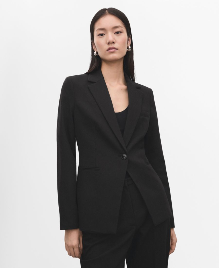 Женский приталенный пиджак для костюма MANGO, Black
Женский приталенный пиджак для костюма MANGO, Black