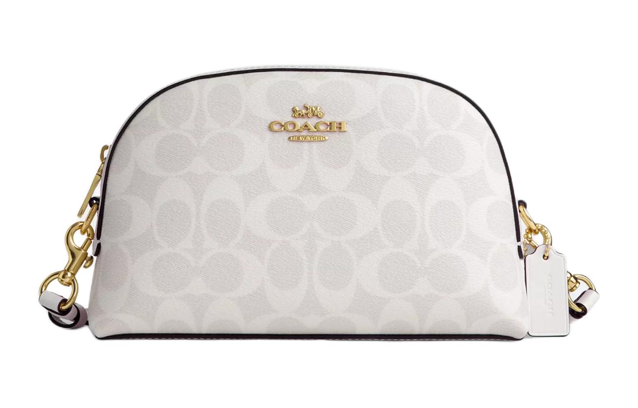 Сумка через плечо из холста с кожаными деталями среднего размера COACH цвета золото, мел и ледниково-белый
Сумка через плечо из холста с кожаными деталями среднего размера COACH цвета золото, мел и ледниково-белый