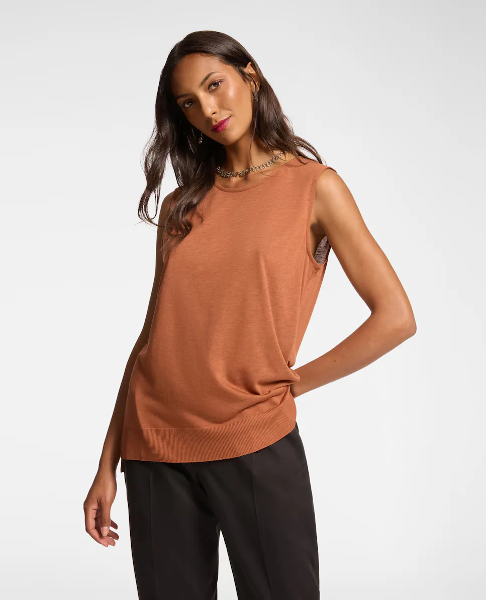 Женский топ без рукавов с ребристым низом Elena Miró, коричневый
Женский топ без рукавов с ребристым низом Elena Miró, коричневый