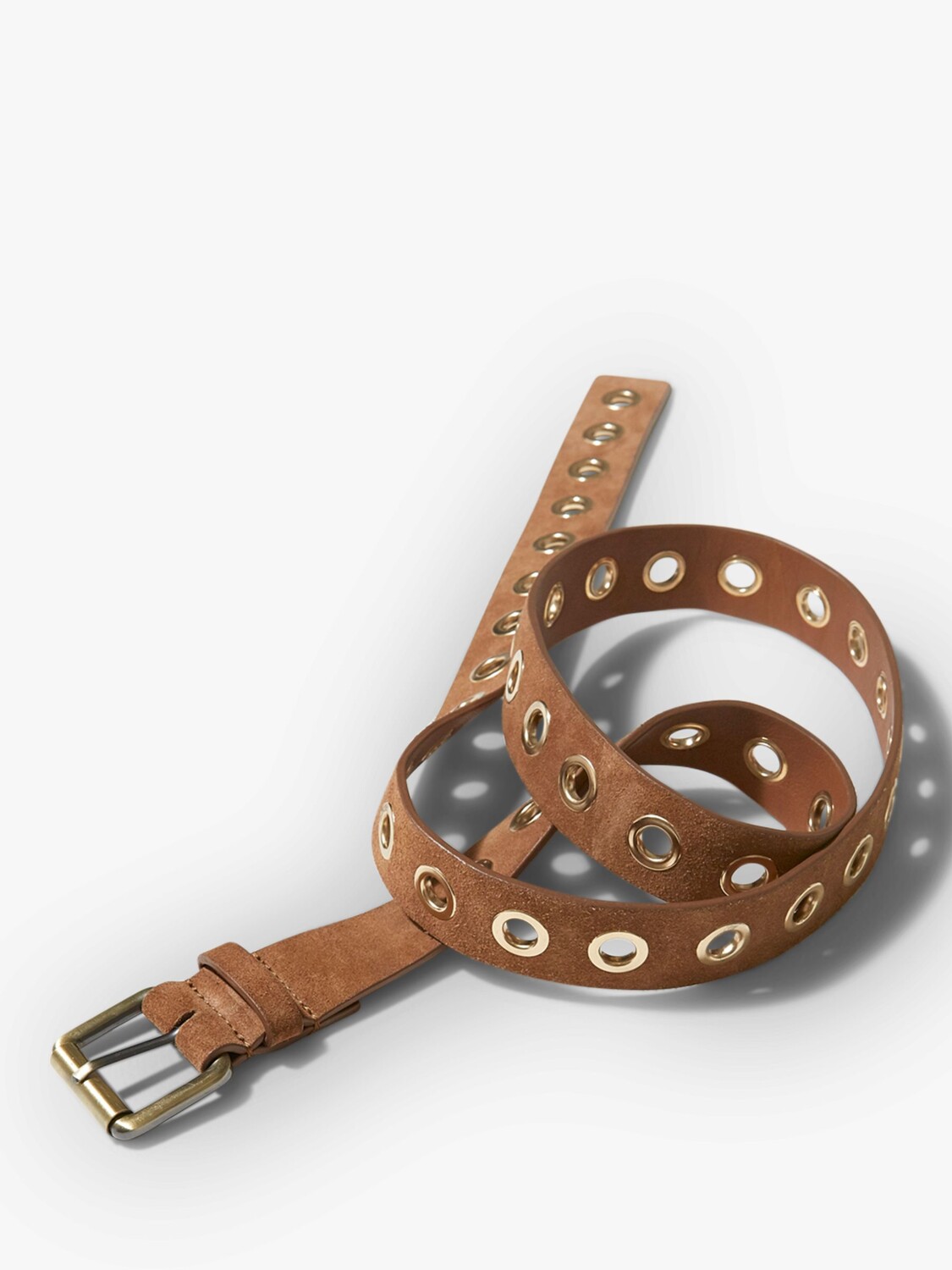 Замшевый ремень с люверсами Mint Velvet, коричневый 
Замшевый ремень с люверсами Mint Velvet, коричневый