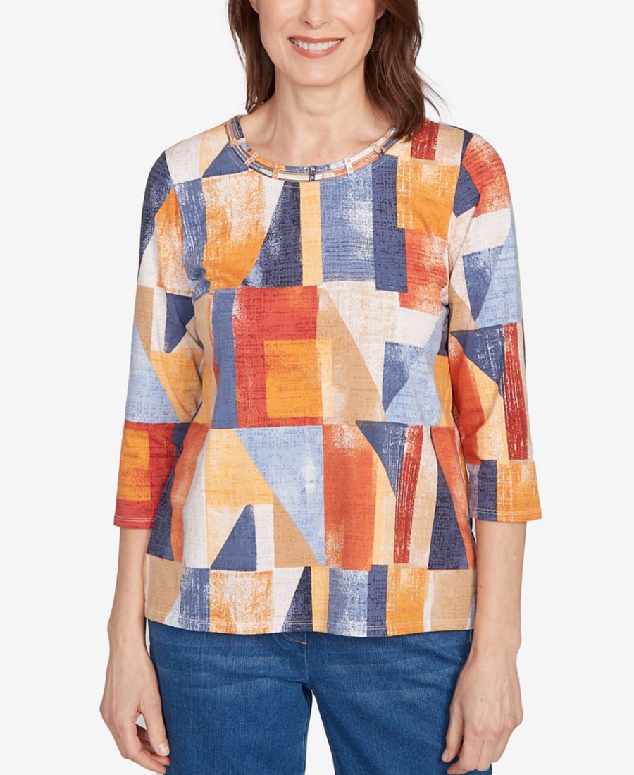 Женская блузка с круглым вырезом и цветовыми блоками Alfred Dunner, Blue
Женская блузка с круглым вырезом и цветовыми блоками Alfred Dunner, Blue