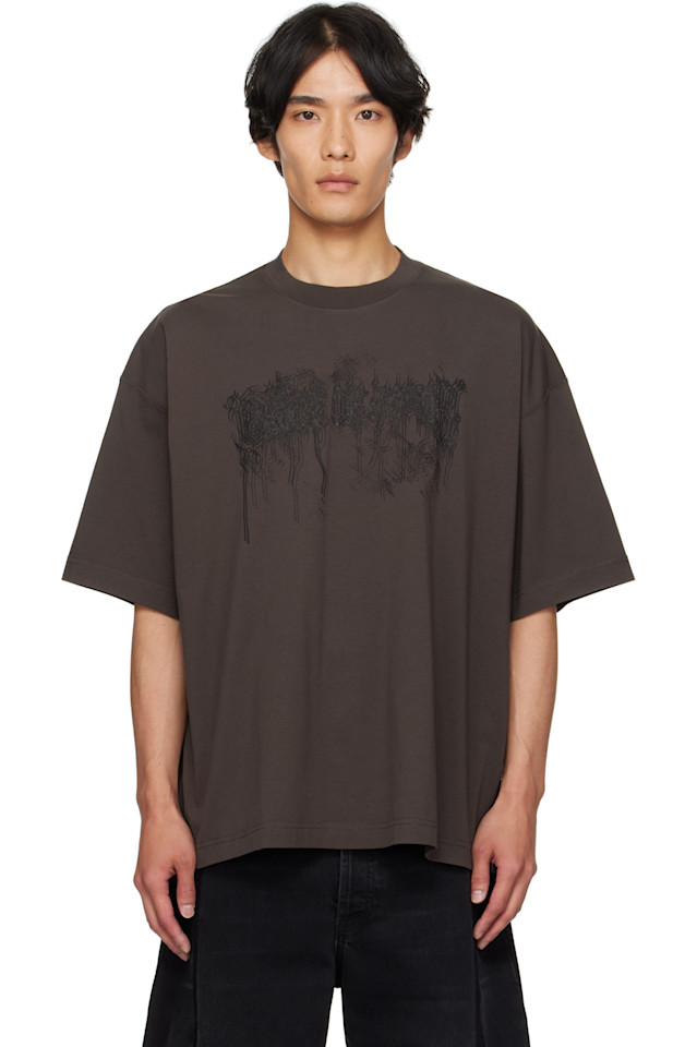 Vetements Футболка с двойным капающим логотипом "Коричневая колыбель грязи"
Vetements Футболка с двойным капающим логотипом "Коричневая колыбель грязи"