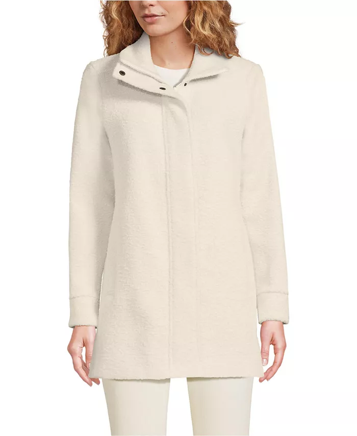 Женское пальто из флиса-букле Lands' End, белый 
Женское пальто из флиса-букле Lands' End, белый