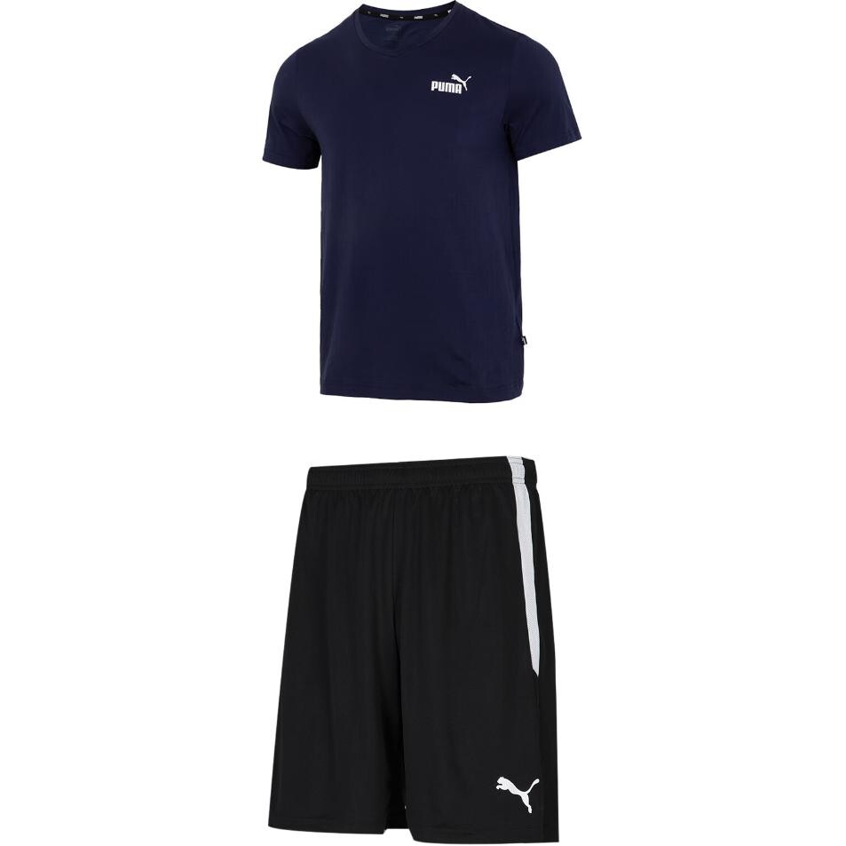 Повседневный спортивный мужской комплект: темно-синий топ + черные шорты Puma, темно-синий/черный
Повседневный спортивный мужской комплект: темно-синий топ + черные шорты Puma, темно-синий/черный