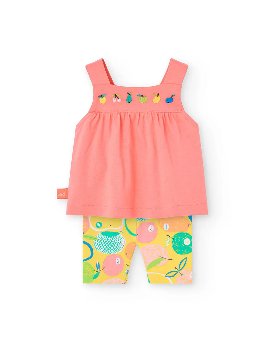 Комплект из майки и леггинсов для малышки Boboli, коралловый
Комплект из майки и леггинсов для малышки Boboli, коралловый