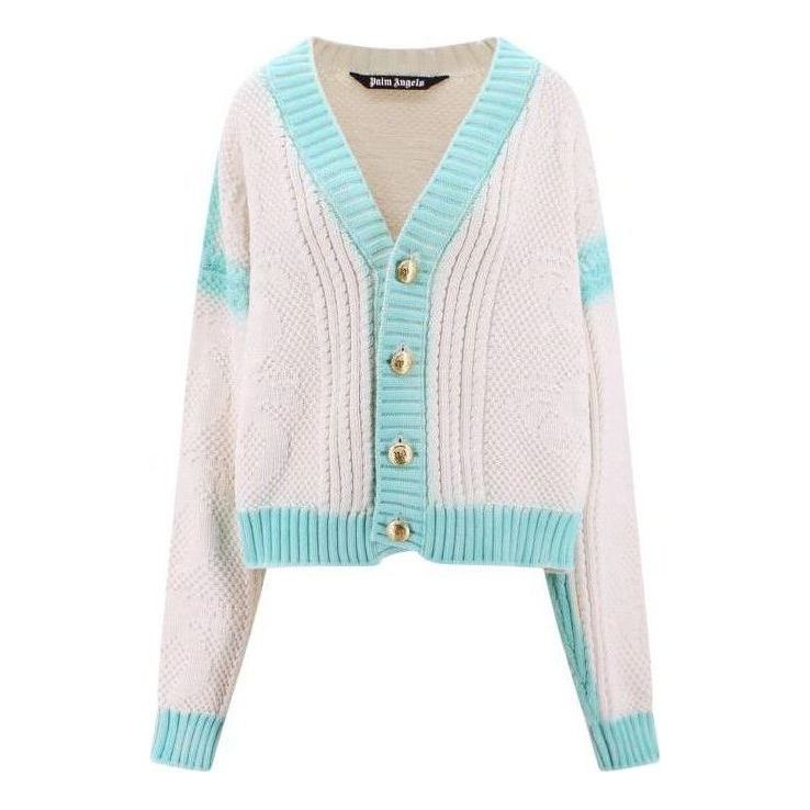 Свитер Palm Angels Sprayed Palm Cardigan 'Off White', белый 
Свитер Palm Angels Sprayed Palm Cardigan 'Off White', белый