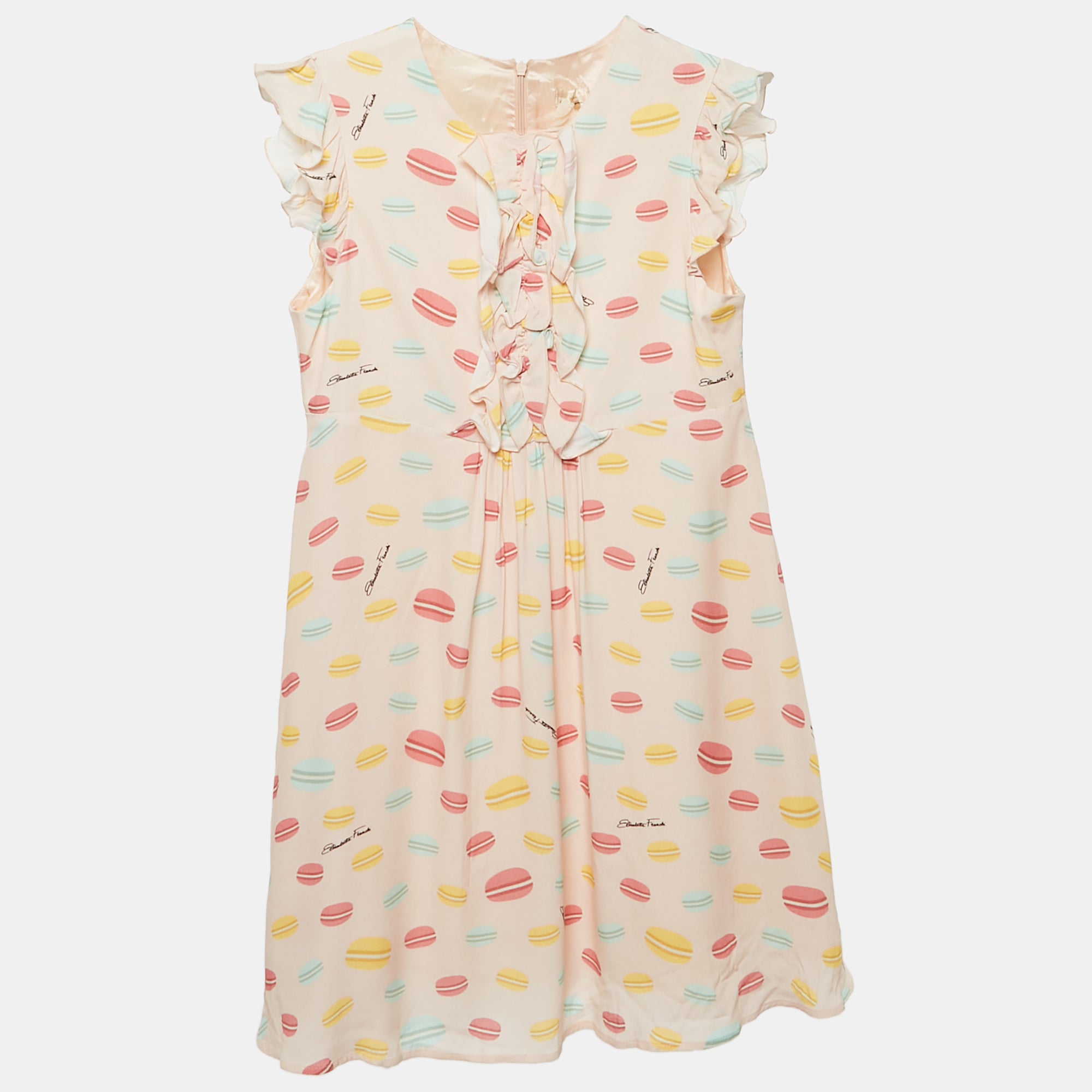 Детское розовое платье Elisabetta Franchi из крепа с принтом «макарон» и оборками
Детское розовое платье Elisabetta Franchi из крепа с принтом «макарон» и оборками