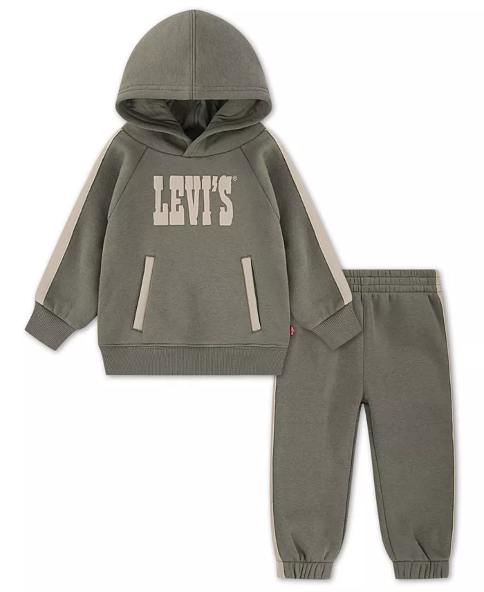 Детский комплект для мальчиков из двух предметов: худи на молнии и спортивные штаны Levi'S, зеленый
Детский комплект для мальчиков из двух предметов: худи на молнии и спортивные штаны Levi'S, зеленый