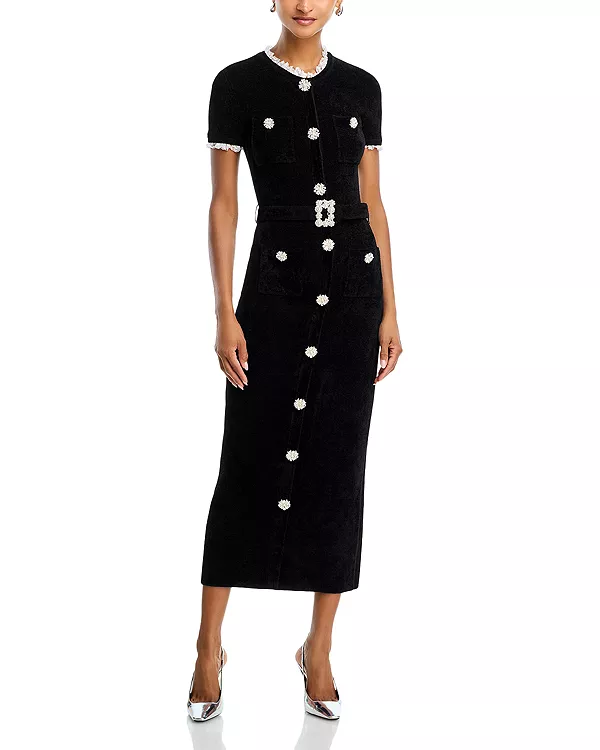 Черное вязаное платье миди из синели Self-Portrait, черный
Черное вязаное платье миди из синели Self-Portrait, черный