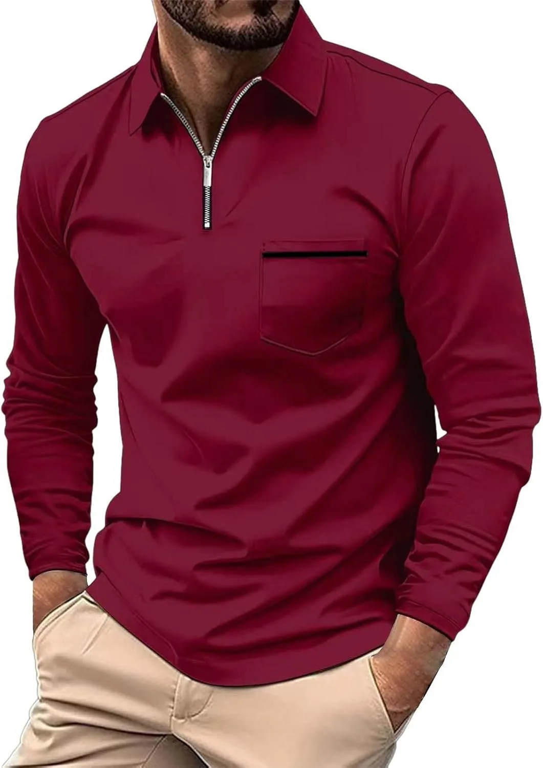 Мужская поло с молнией на четверть, Slim Fit, длинный рукав, эластичная ткань ESKNAS
Мужская поло с молнией на четверть, Slim Fit, длинный рукав, эластичная ткань ESKNAS